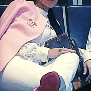 Talbots pink/blush buttonless blazer/cape